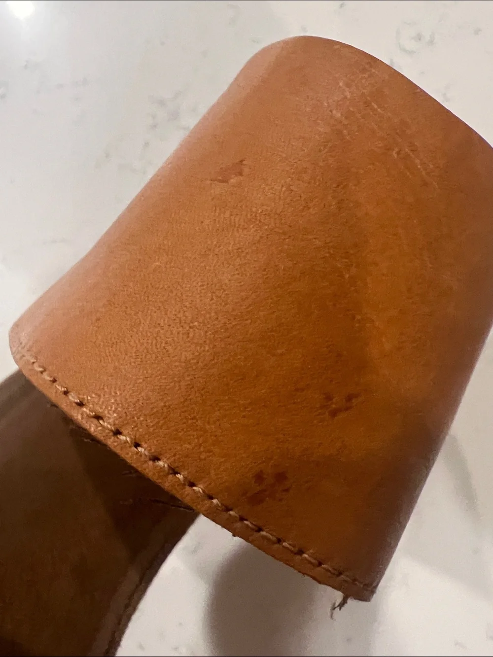 TOMS Majorca Cut-out Block Heel Sandals in tan leather with side zipper size 12